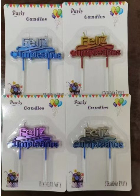 2-Piece 'Feliz Cumpleaños' Metallic Lettering Cake Toppers