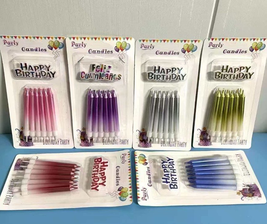 10-Piece Color Gradient Slim Birthday Candles